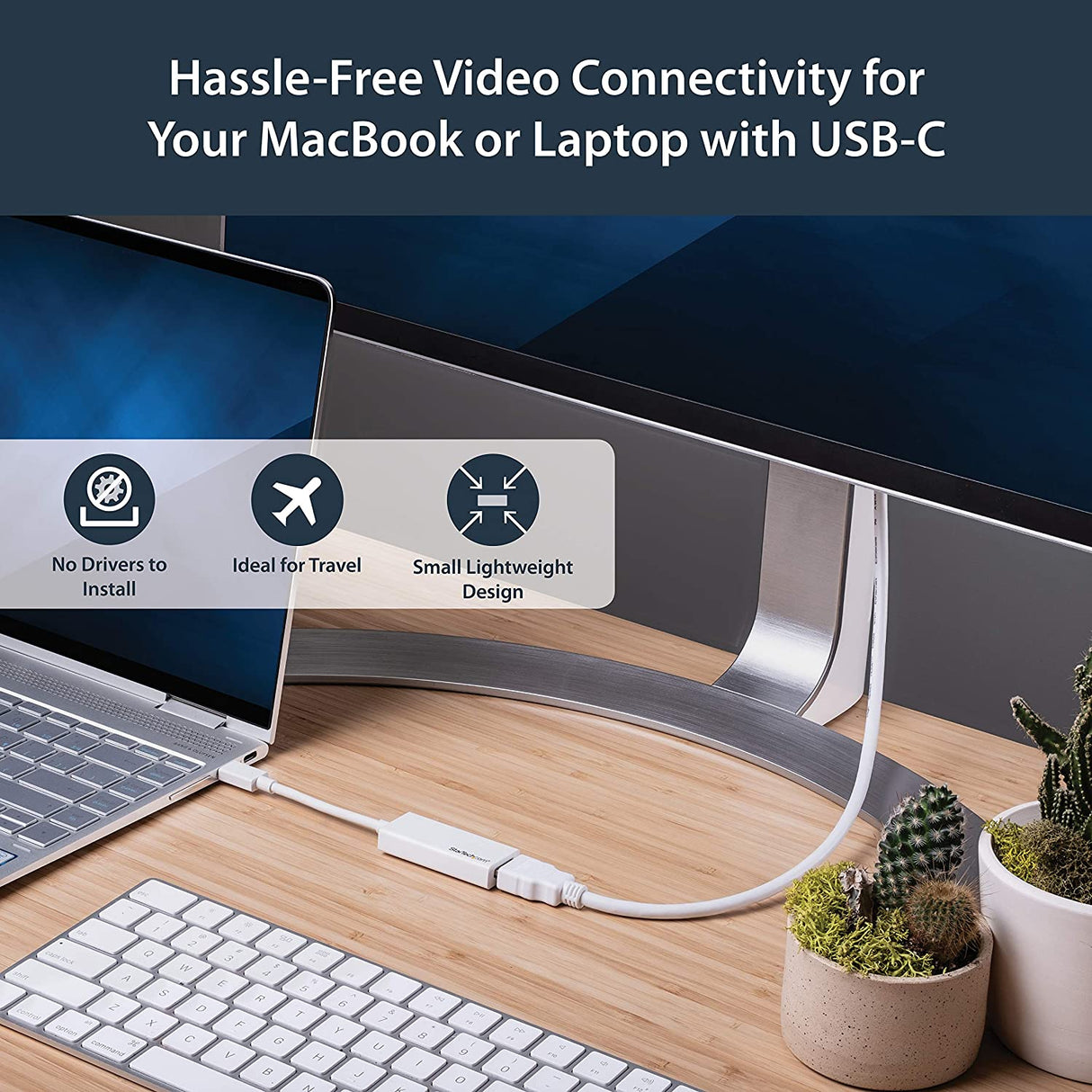 StarTech.com USB C to HDMI Adapter - White - 4K 60Hz - Thunderbolt 3 Compatible - USB Type C to HDMI Dongle Converter (CDP2HD4K60W) White 4K 60Hz