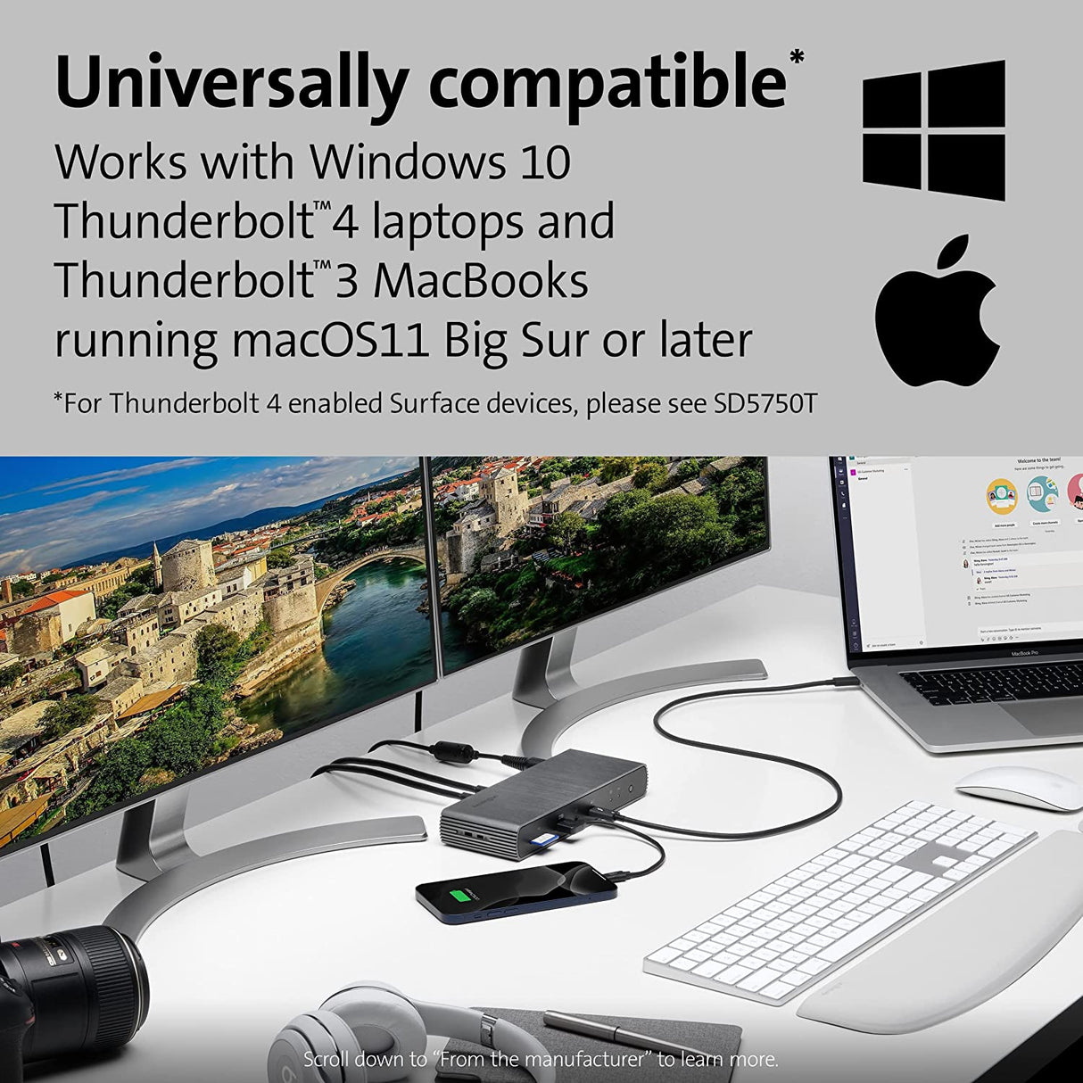 Kensington SD5700T Thunderbolt 4 Docking Station, Dual 4K, 90W PD - Window and Mac OS (K35175NA)