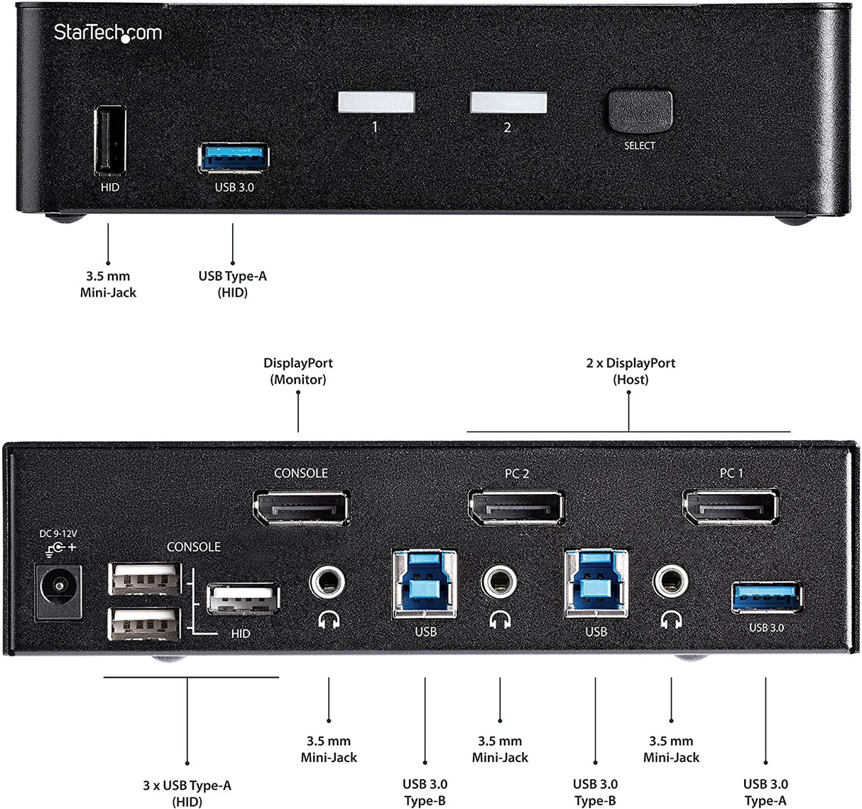 StarTech.com 2 Port DisplayPort KVM Switch - 4K 60Hz - Single Display - Dual Port UHD DP 1.2 USB KVM Switch with Integrated USB 3.0 Hub & Audio - Dell HP Apple Lenovo - TAA Compliant (SV231DPU34K)
