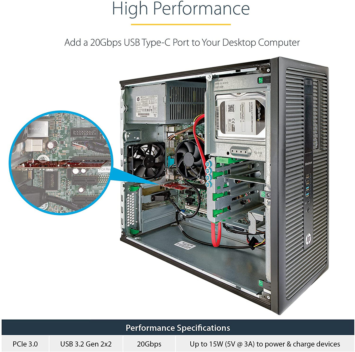 StarTech.com 1-Port USB 3.2 Gen 2x2 PCIe Card - USB-C SuperSpeed 20Gbps PCI Express 3.0 x4 Host Controller Card - USB Type-C PCIe Add-On Adapter Card - Expansion Card - Windows & Linux (PEXUSB321C)
