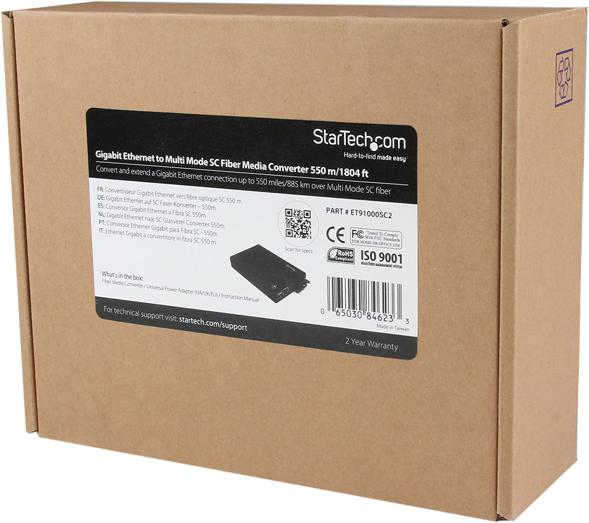 StarTech.com 10/100 Mbps Ethernet to Fiber Optic Media Converter - Steel - Chassis Mount - ST Multimode - 1310nm - 2km (ET90110ST2), Black Chassis Mount | Steel