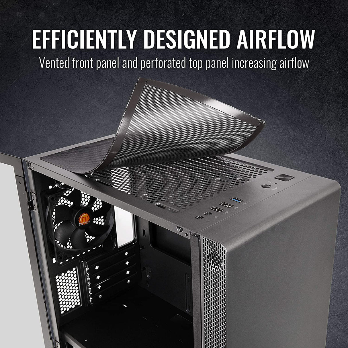 Thermaltake CA-1Q9-00S1WN-00 S100 Tempered Glass Black Edition Micro-ATX Mini-Tower Computer Case with 120mm Rear Fan Pre-Installed S100 Black