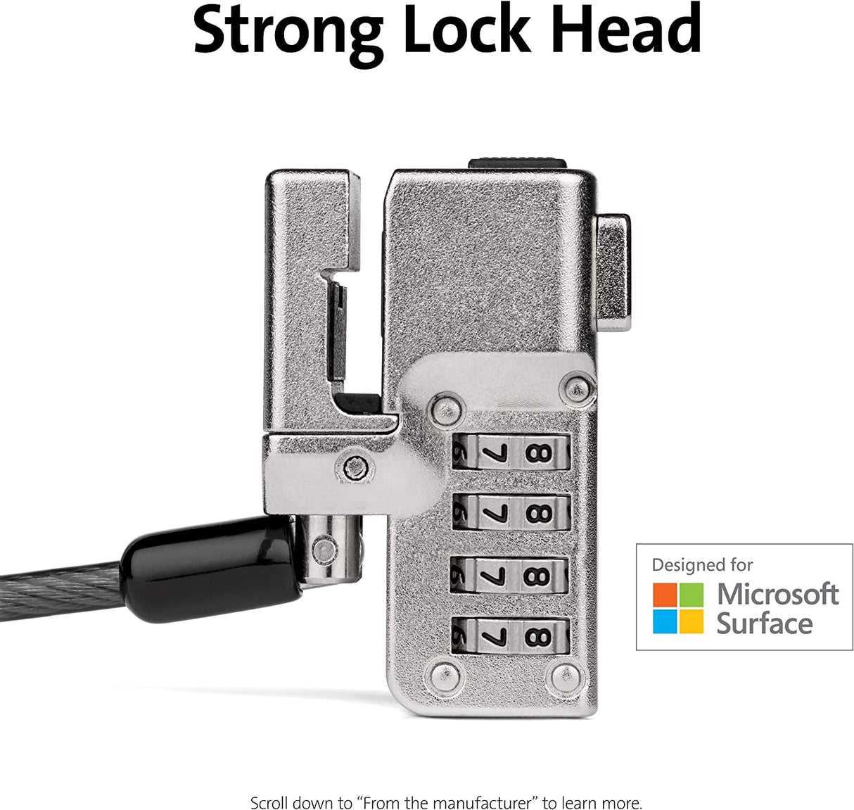 Kensington Combination Lock for Surface Pro and Surface Go (K66301WW) , Black