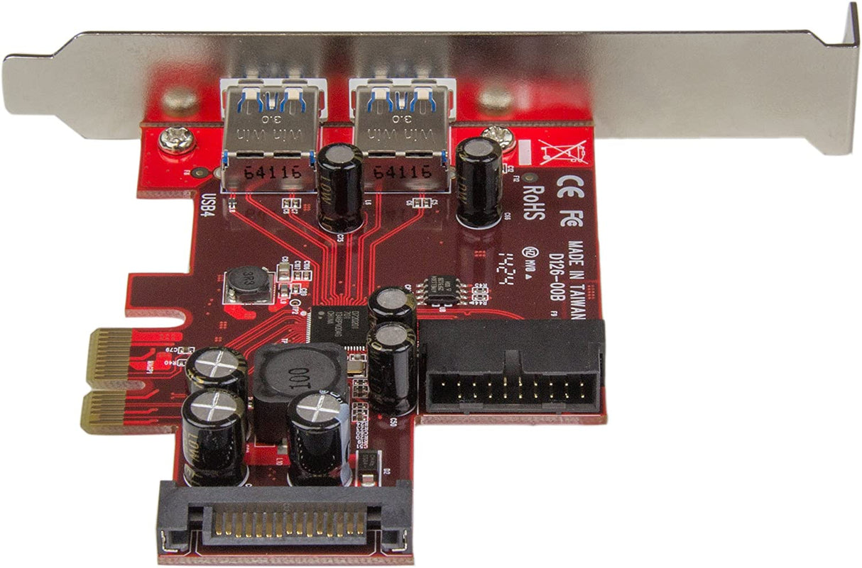 StarTech.com 4 Port PCI Express USB 3.0 Card - 2 External & 2 Internal - SATA Power - UASP Support - 2x Int Motherboard-Style Headers (PEXUSB3S2EI)