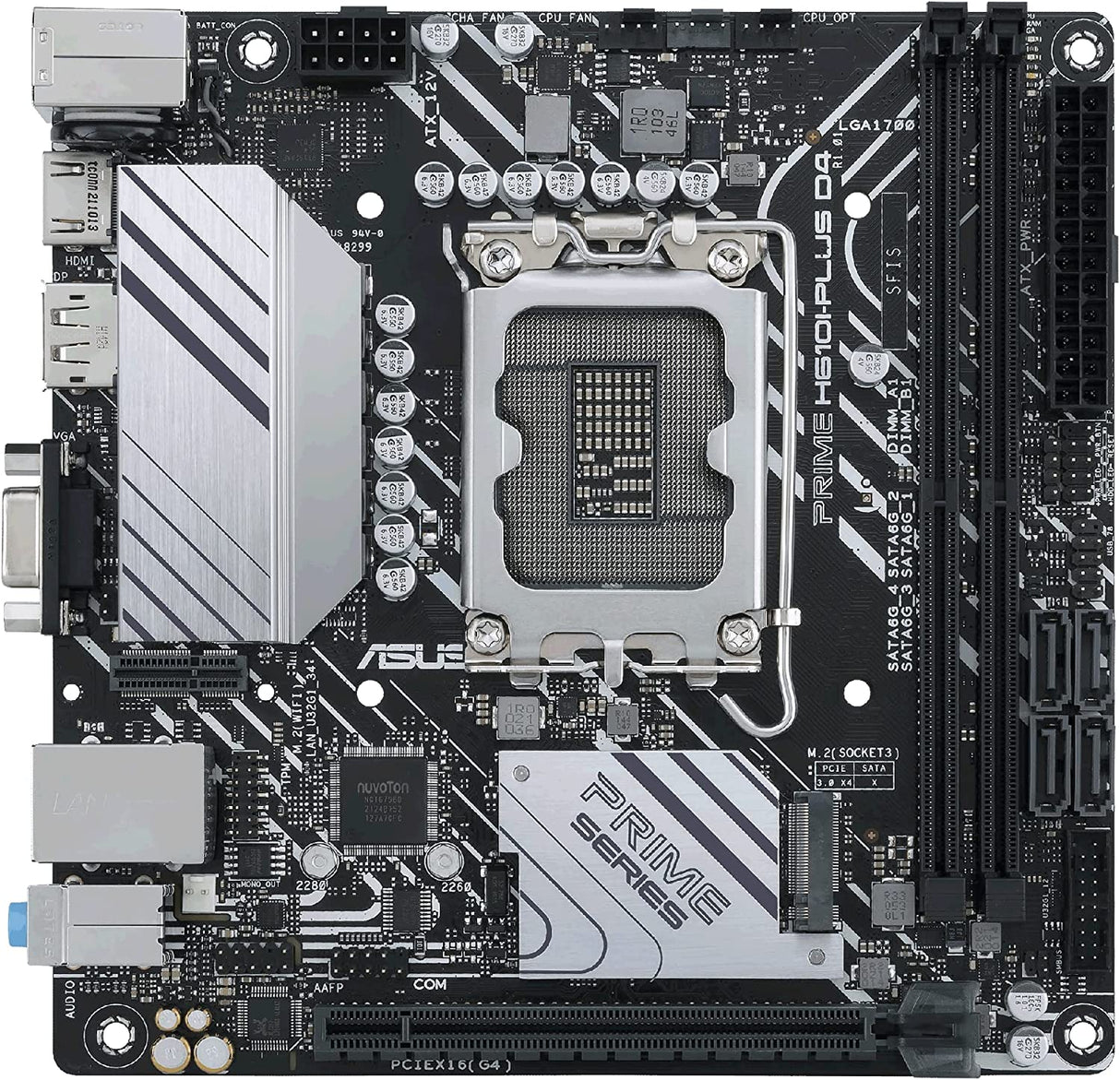 ASUS PRIME H610I-PLUS D4 LGA 1700(Intel 12th Gen&Intel vPro)mini ITX Motherboard(PCIe 4.0,DDR4,USB 3.2 Gen 1 Type-A,1Gb Lan,DP/HDMI/D-Sub,V-M.2(Key E),Q-LED,Mono-out header with amp IC,SPI TPM header)