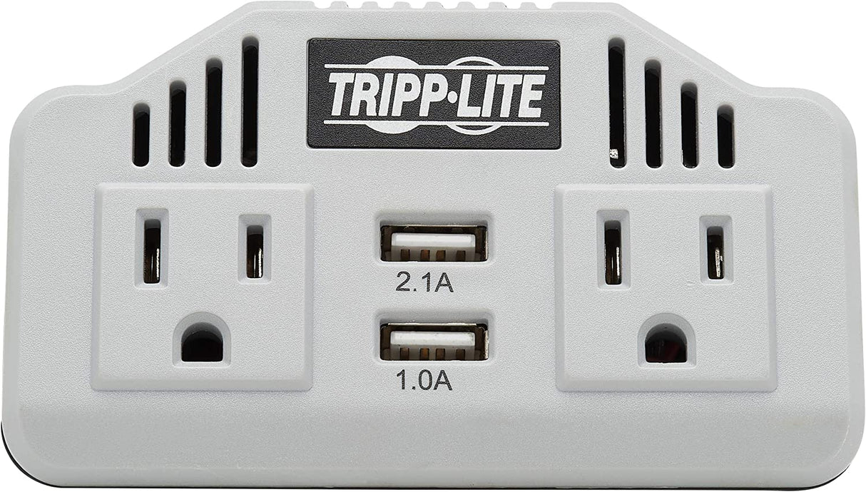 Tripp Lite 400W Car Power Inverter with 2 Outlets & 2 USB Charging Ports, Auto Inverter, Ultra Compact (PV400USB),Gray