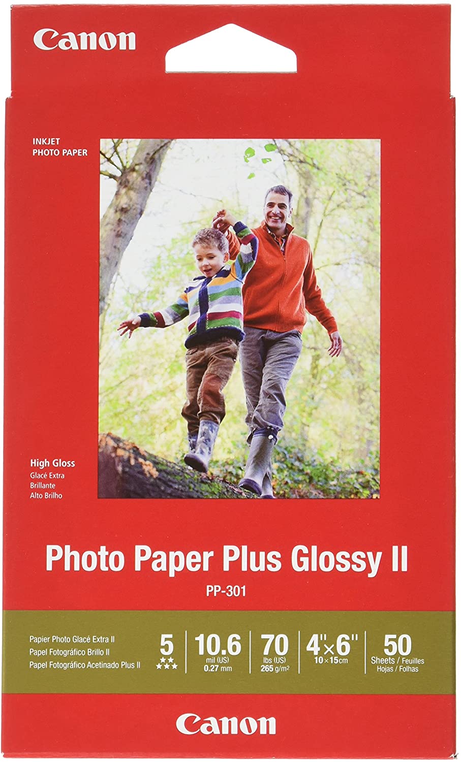 Canon Glossy Photo Paper Plus II, 4"x6"(50 Sheets) 4'x6' (50 Sheets) Single