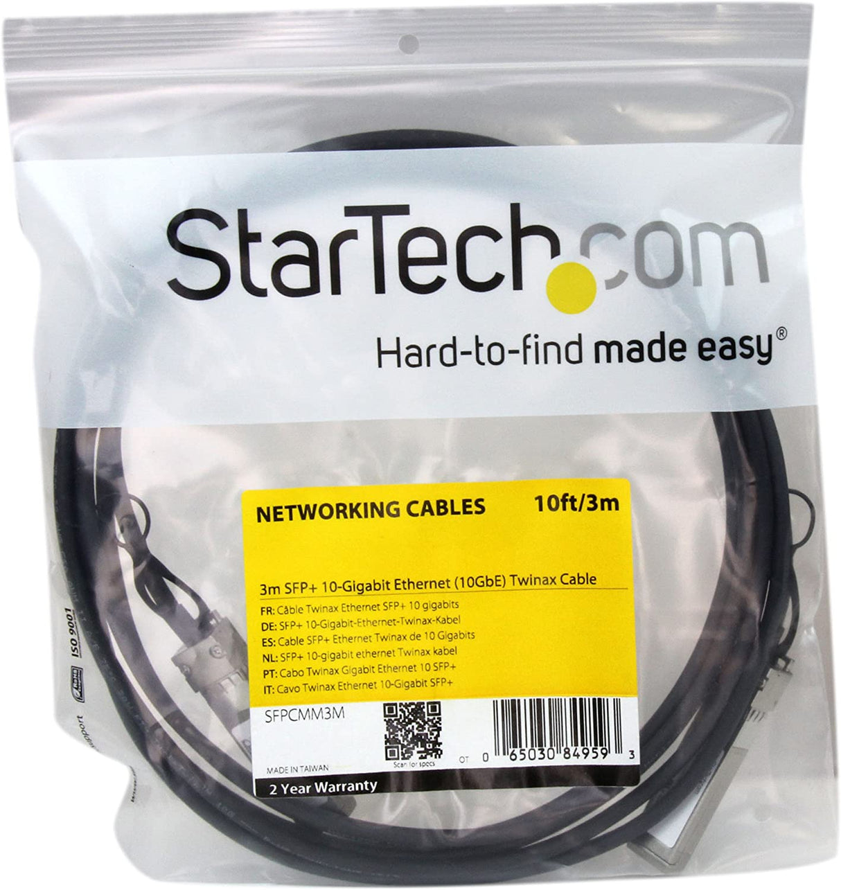 StarTech.com Cisco SFP-H10GB-CU3M Compatible 3m 10G SFP+ to SFP+ Direct Attach Cable Twinax - 10GbE SFP+ Copper DAC 10 Gbps Low Power Passive Transceiver Module DAC Firepower ASR920 (SFPCMM3M) 10 ft / 3m