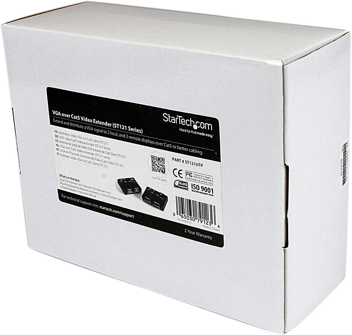 StarTech.com VGA Video Extender over Cat5 (ST121 Series) - Up to 500ft (150m) - VGA over Cat 5 Extender - 2 Local and 2 Remote (ST121UTP) No Audio Support Two power adapters