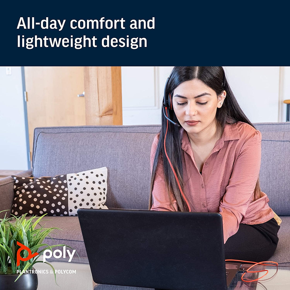 Poly Plantronics - Blackwire 3210 - Wired, Single Ear (Monaural) Headset with Boom Mic - USB-A to connect to your PC and/or Mac