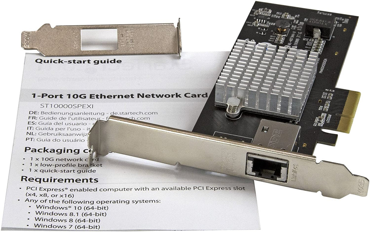 StarTech.com 1 Port 10G PCIe Network Card - 10GBase-T/NBASE-T - RJ45 Port - Intel X550 Chipset - Ethernet Card - Network Adapter - Intel NIC Card (ST10000SPEXI) Red 4.8" x 2.7" x 6" 1 Port