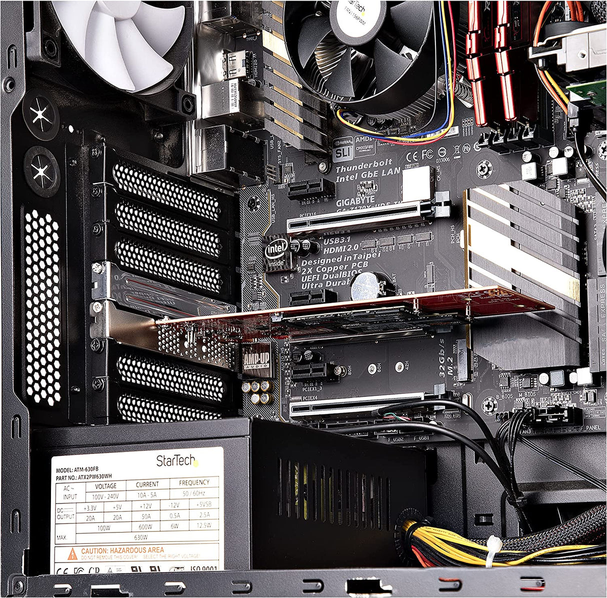 StarTech.com Dual M.2 PCIe SSD Adapter Card, PCIe x8 / x16 to Dual NVMe or AHCI M.2 SSDs, PCI Express 4.0, 7.8GBps/Drive, Bifurcation Required - Windows/Linux Compatible (DUAL-M2-PCIE-CARD-B)