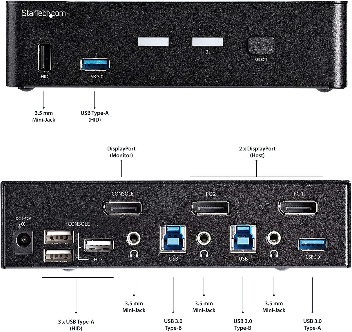 StarTech.com 2 Port DisplayPort KVM Switch - 4K 60Hz - Single Display - Dual Port UHD DP 1.2 USB KVM Switch with Integrated USB 3.0 Hub & Audio - Dell HP Apple Lenovo - TAA Compliant (SV231DPU34K)