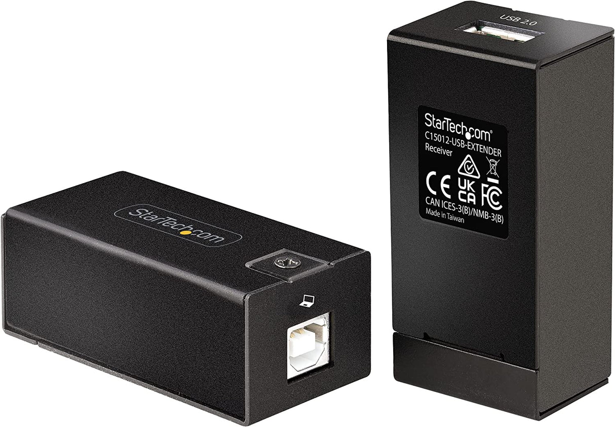 StarTech.com 150m (492ft) USB 2.0 Extender Over Cat5e/Cat6 Ethernet Cable, Externally Powered USB Extender via RJ45/Network Cable, USB Over Ethernet Cable Extender/Adapter (C15012-USB-EXTENDER)