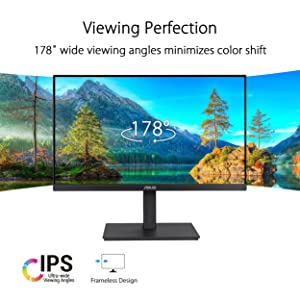 ASUS 23.8” 1080P Monitor (VA24EQSB) - Full HD, IPS, 75Hz, Built-in Speakers, Eye Care, Low Blue Light, Flicker Free, VESA Mountable, Height Adjustment, Frameless, DisplayPort, HDMI, VGA, USB Hub