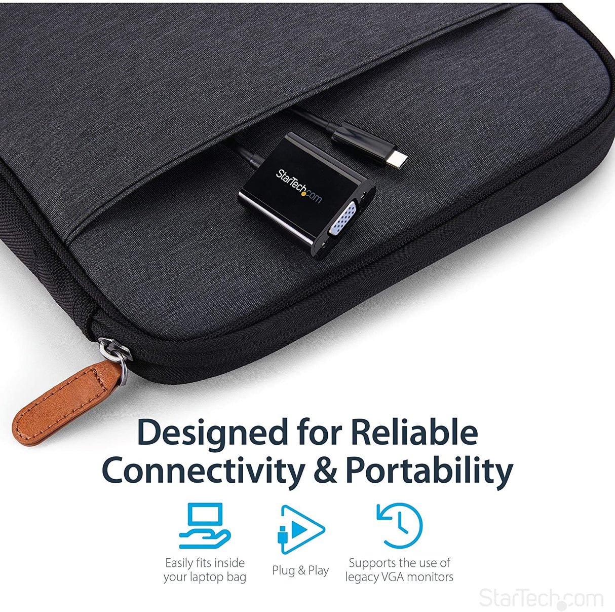 StarTech.com USB-C to VGA Adapter - Black - 1080p - Video Converter For Your MacBook Pro - USB C to VGA Display Dongle (CDP2VGA) Black 1080p