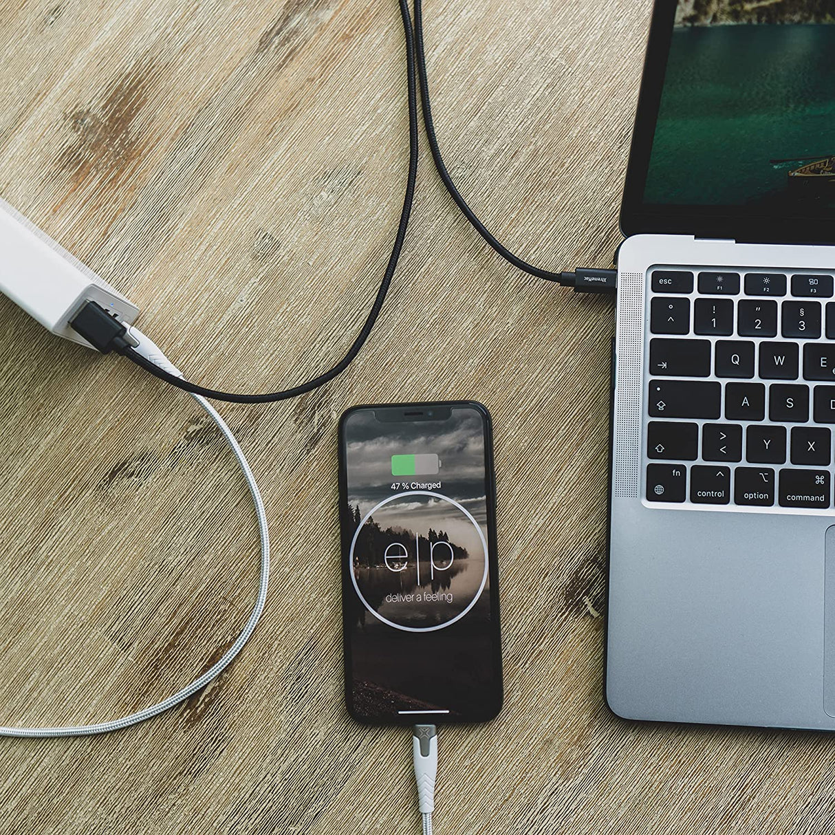 XtremeMac Apple Lightning to USB Type-C® Cable – 79 in. Braided White