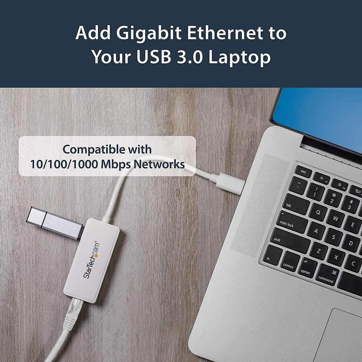 StarTech.com USB 3.0 to Gigabit Ethernet Adapter NIC w/ USB Port (White) - USB 3.0 NIC - 10/100/1000 Mbps USB 3.0 LAN Adapter (USB31000SPTW) White w/ 1 USB Port