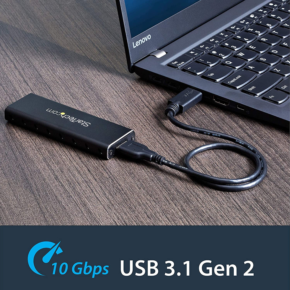 StarTech.com M.2 SSD Aluminum Enclosure to USB 3.0 (5Gbps) with UASP - M.2 NGFF SATA with B Key & B+M Key - External M.2 Portable Enclosure (SM2NGFFMBU33), Black USB-A M.2 SATA