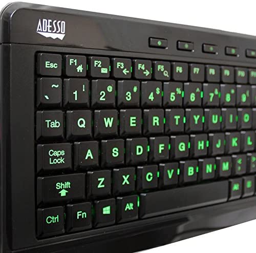 Adesso AKB-120EB - SlimTouch 120 3-Color Illuminated Compact Multimedia Keyboard - Dealtargets.com