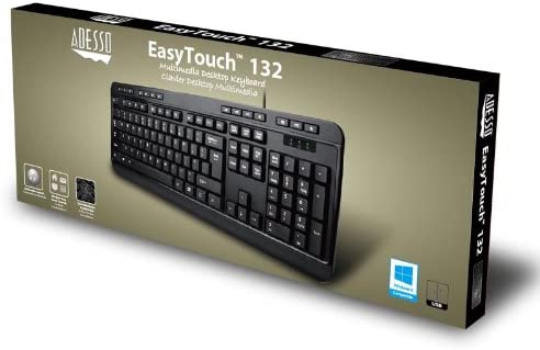 Adesso AKB-132UB - Multimedia Desktop 104-Key USB Keyboard for Windows One-Touch Controls,Black - Dealtargets.com