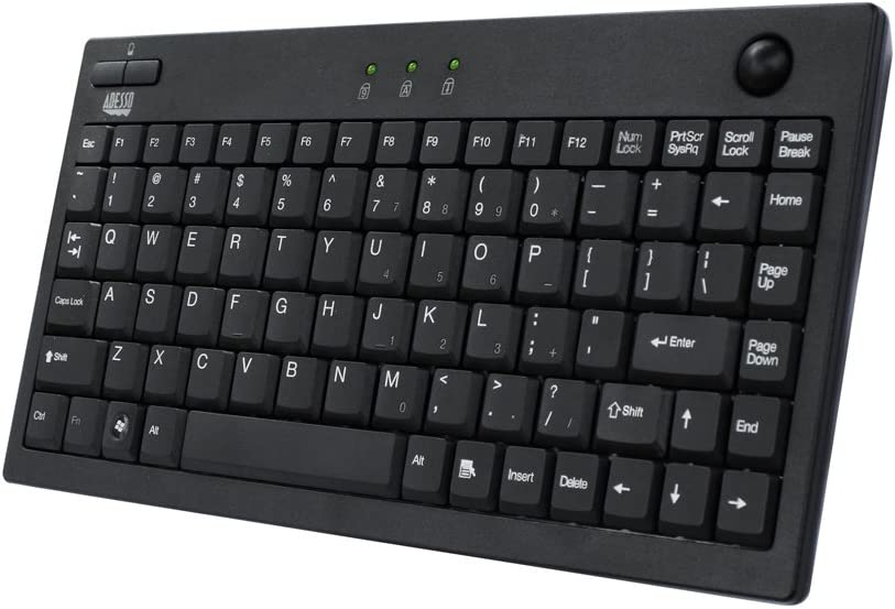 Adesso AKB-310UB - Mini Trackball USB Keyboard, Black - Dealtargets.com