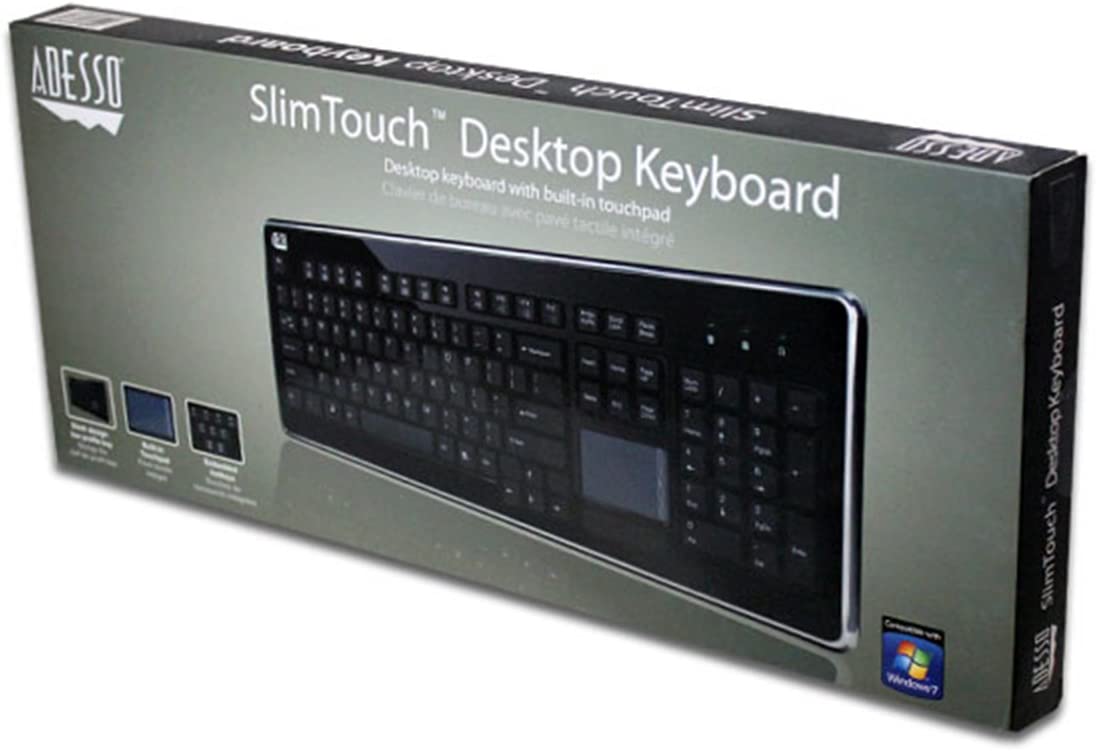 Adesso AKB-440UB - SlimTouch 440 Desktop Touchpad Wired Keyboard - Black - Dealtargets.com