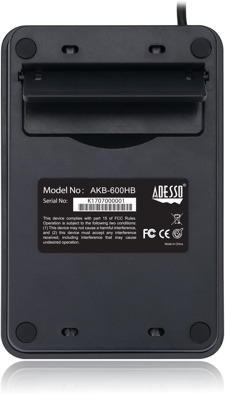 Adesso AKB-600HB 19-Key Mechanical Keypad with 3-Port USB Hub - Dealtargets.com