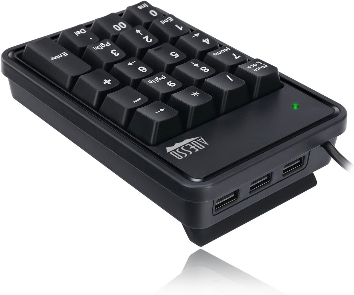 Adesso AKB-600HB 19-Key Mechanical Keypad with 3-Port USB Hub - Dealtargets.com