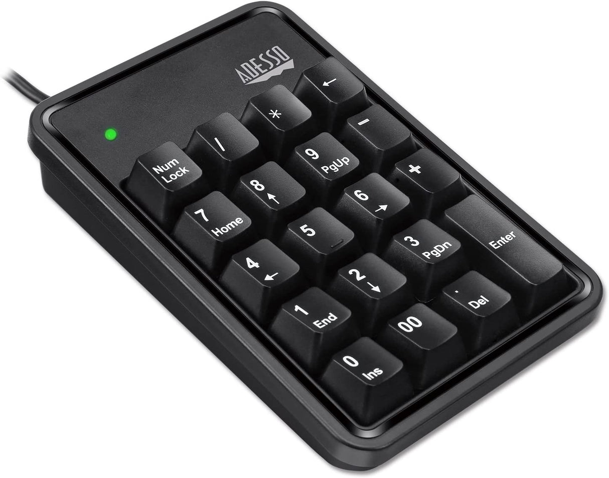 Adesso AKB-600HB 19-Key Mechanical Keypad with 3-Port USB Hub - Dealtargets.com
