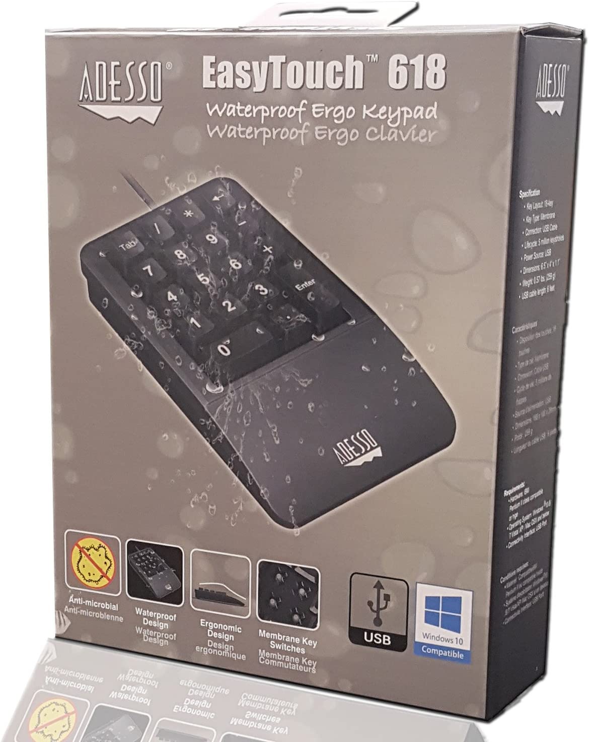 Adesso AKB-618UB - Easy Touch Waterproof Ergo Keypad - Dealtargets.com
