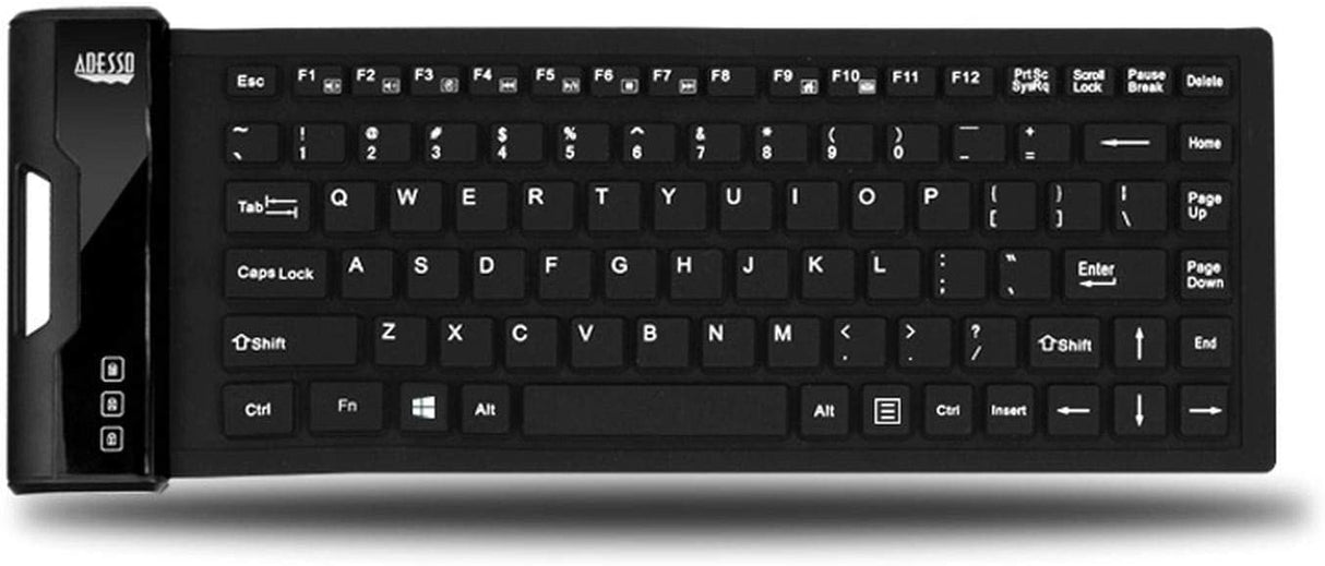 Adesso Antimicrobial Waterproof Flexible USB Keyboard for Windows 8/7/Vista/XP/2000 (AKB-212UB), Black, Mini Size - Dealtargets.com
