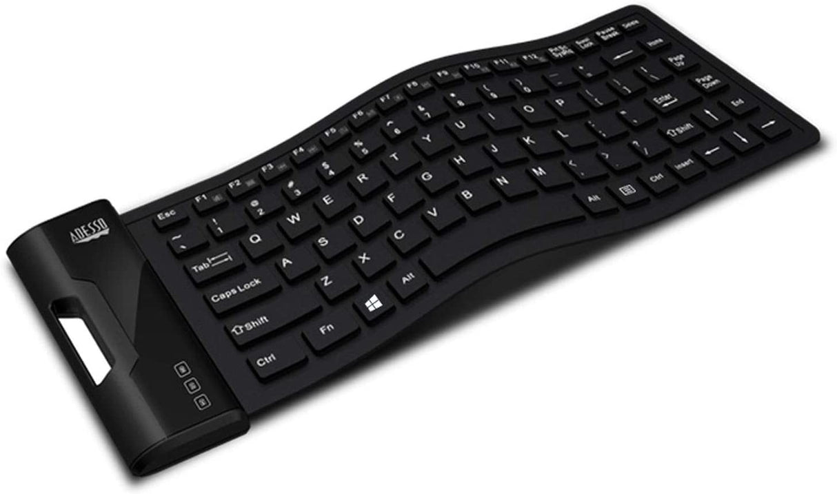 Adesso Antimicrobial Waterproof Flexible USB Keyboard for Windows 8/7/Vista/XP/2000 (AKB-212UB), Black, Mini Size - Dealtargets.com