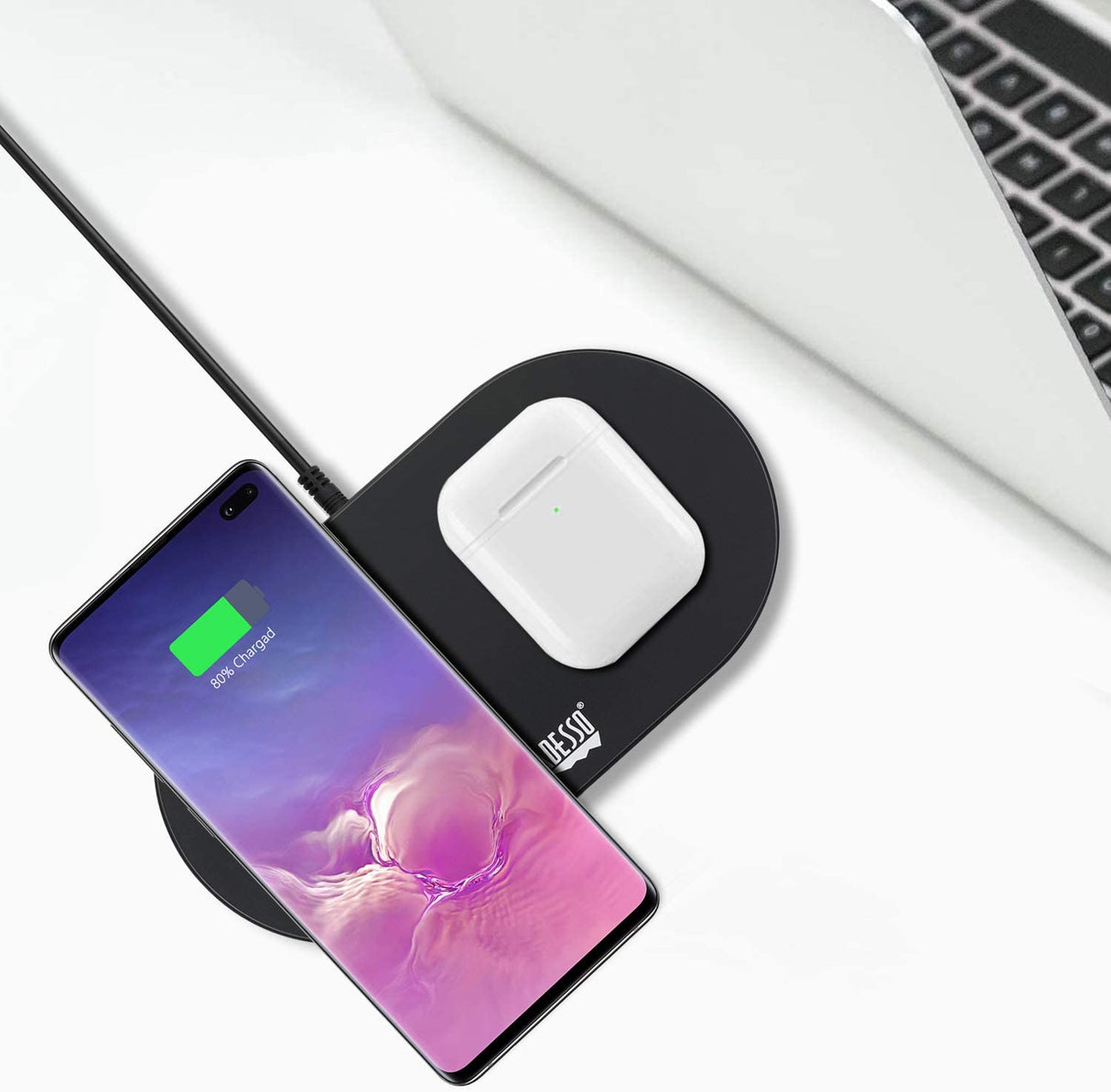 Adesso AUH-1040 15W Max Dual Wireless 2 Coils Qi-Certified Fast Charging Pad - Dealtargets.com