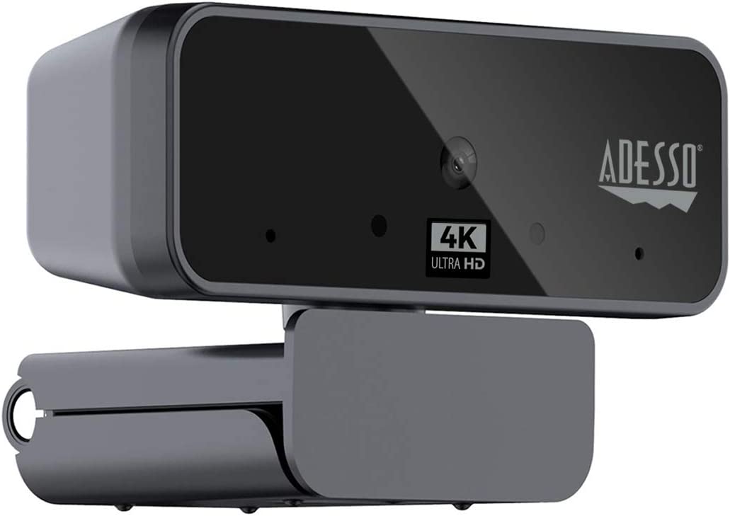 Adesso Cybertrack H6 4K Ultra HD USB Webcam with Built-in Dual Microphone & Privacy Shutter Cover, Black - Dealtargets.com