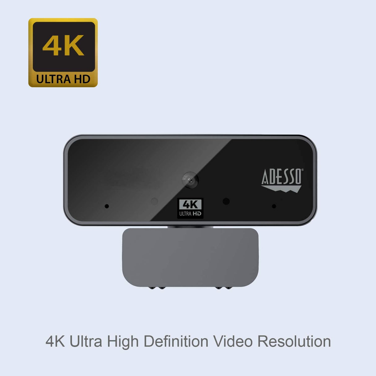 Adesso Cybertrack H6 4K Ultra HD USB Webcam with Built-in Dual Microphone & Privacy Shutter Cover, Black - Dealtargets.com