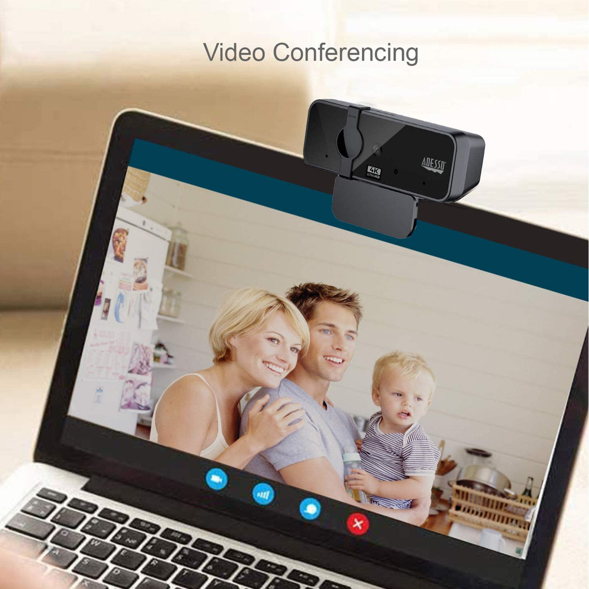 Adesso Cybertrack H6 4K Ultra HD USB Webcam with Built-in Dual Microphone & Privacy Shutter Cover, Black - Dealtargets.com