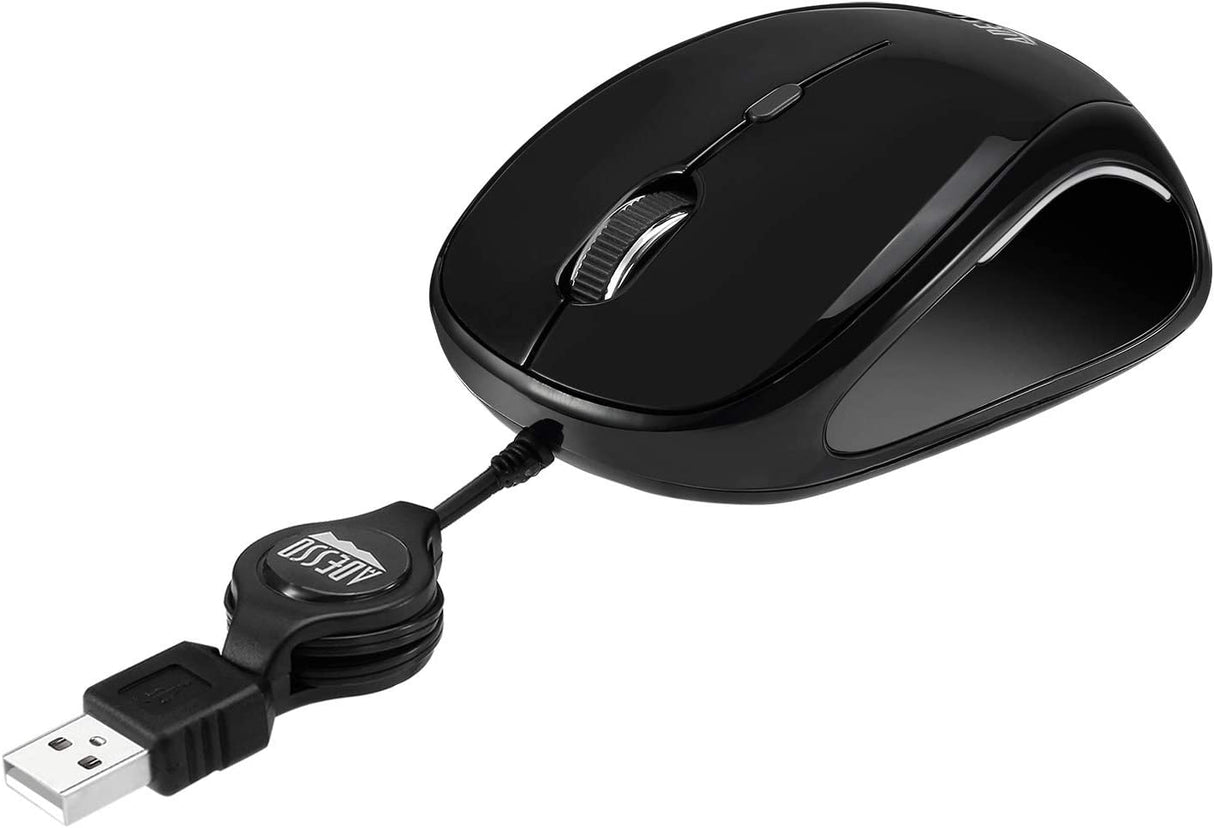 Adesso Ergonomic iMouse S8 - Retractable Optical USB Mouse (Black) - Dealtargets.com
