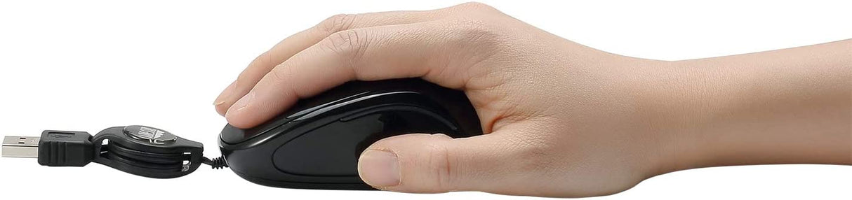 Adesso Ergonomic iMouse S8 - Retractable Optical USB Mouse (Black) - Dealtargets.com