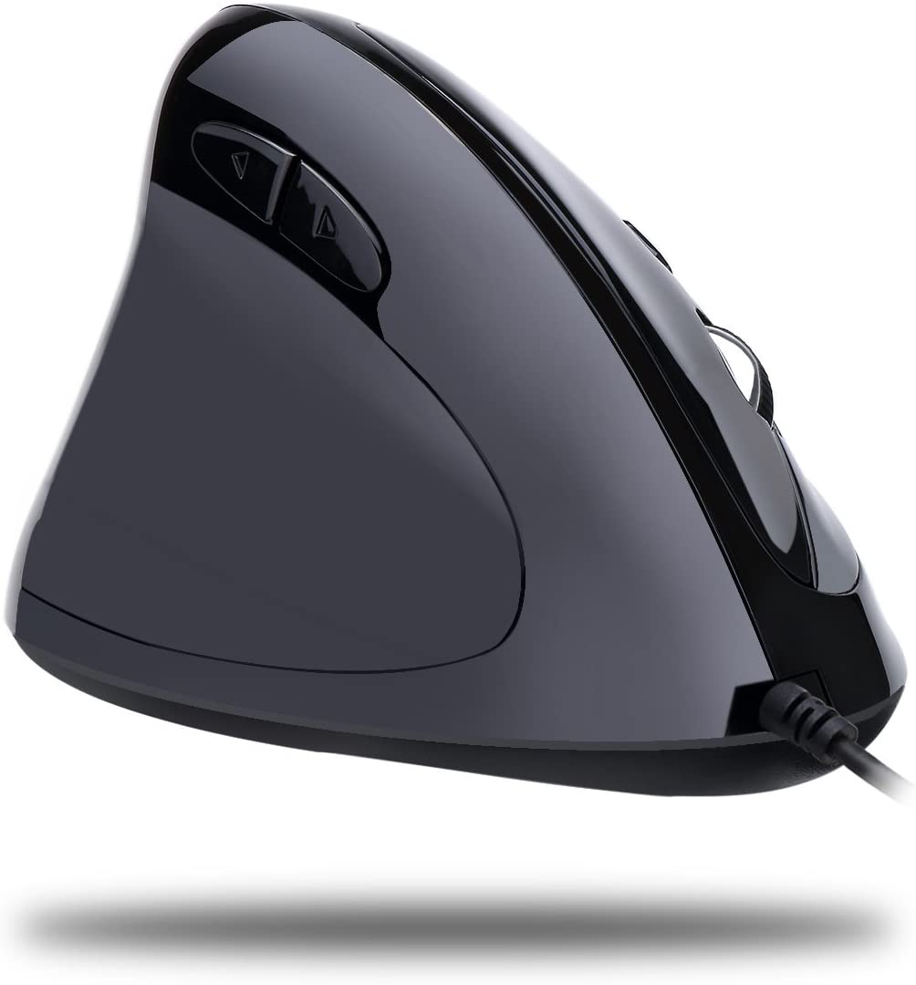 Adesso Imouse E7 - Ergonomic Mouse for Left Hand, with Cable, Programmable Functions, and Adjustable Weight, Black - Dealtargets.com