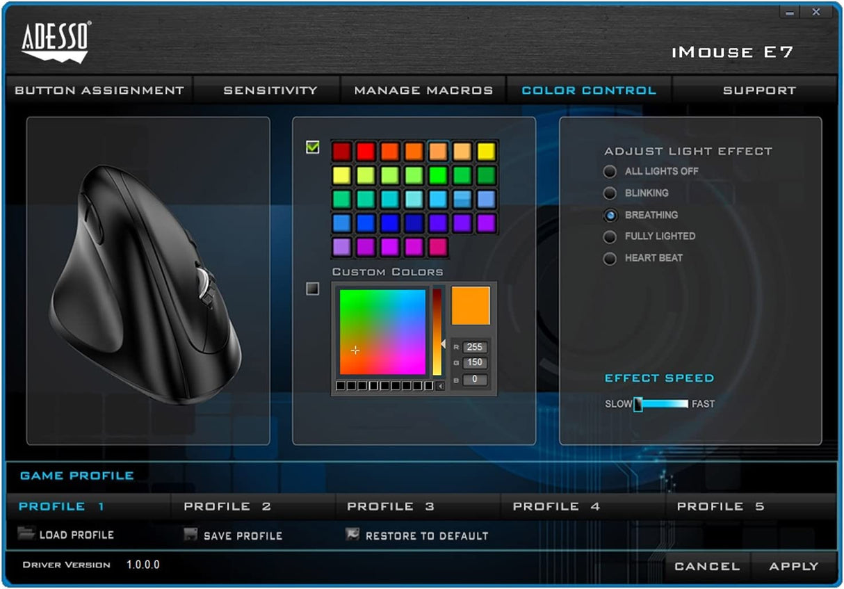 Adesso Imouse E7 - Ergonomic Mouse for Left Hand, with Cable, Programmable Functions, and Adjustable Weight, Black - Dealtargets.com