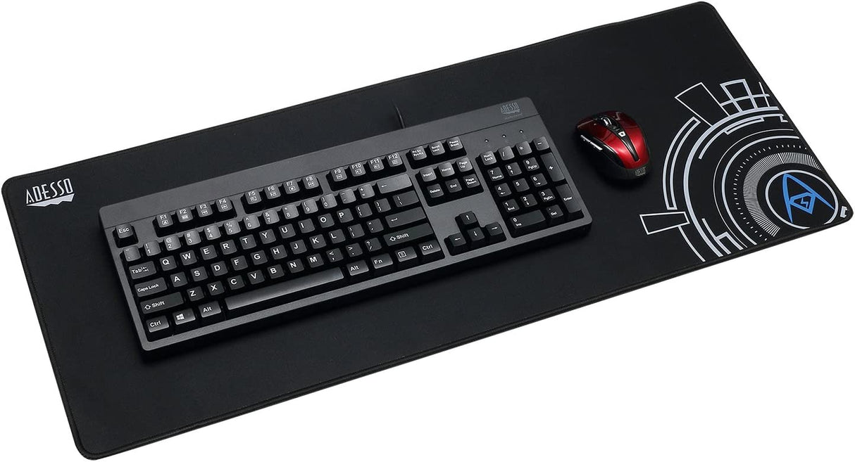 Adesso TRUFORM P104 Extra Large Gaming Mousepad - 32 x 12 Inches Gaming Mouse Pad Soft Cloth Ultra Long Matte with Circular Logo Design for Esports - Dealtargets.com