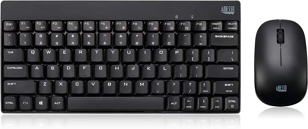Adesso WKB-1100CB Natural Ergonomic Wireless Spill Resistant Mini Keyboard & Mouse Combo - Dealtargets.com