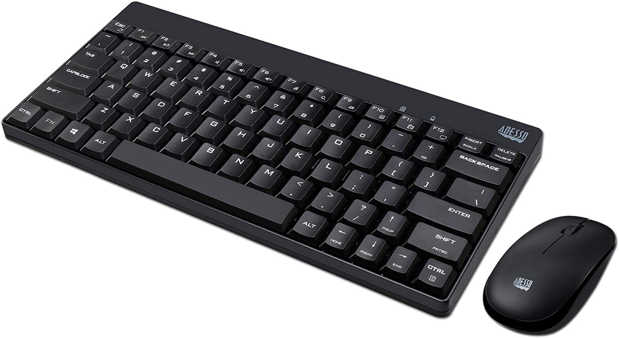 Adesso WKB-1100CB Natural Ergonomic Wireless Spill Resistant Mini Keyboard & Mouse Combo - Dealtargets.com