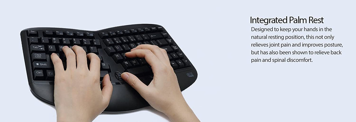 Adesso WKB-1150CB Easytouch Desktop Multimedia Keyboard and Mouse Combo-Wireless Wave Combo -Curved Comfort, Black - Dealtargets.com