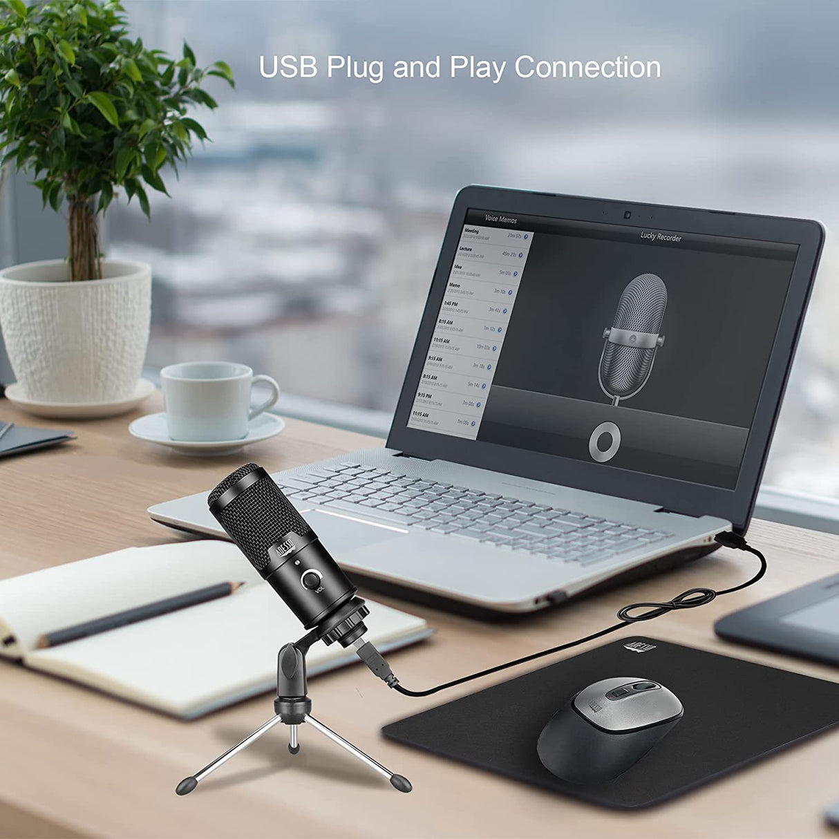 Adesso Xtream M4 Cardioid USB Microphone with Stand for Recording, Streaming and Meetings - Dealtargets.com
