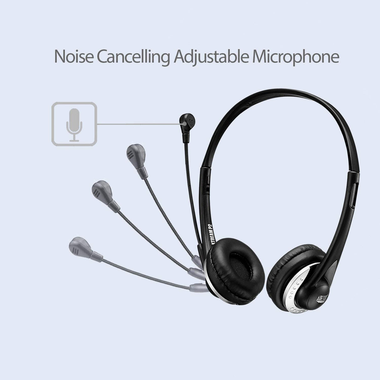 Adesso Xtream P2 USB Stereo Headphone with Adjustable Noise Canceling Microphone - Dealtargets.com