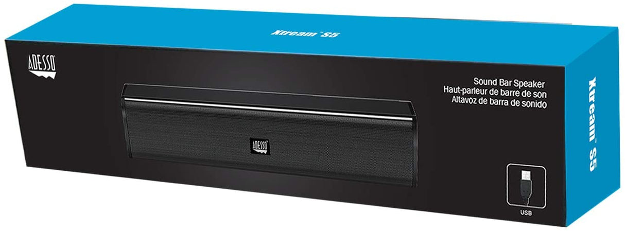 Adesso Xtream S5 USB Sound Bar Speaker for PC Desktop 5W x 2 - Dealtargets.com