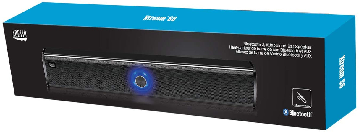 Adesso Xtream S6 Bluetooth and AUX Sound Bar Speaker 10W x 2 - Dealtargets.com