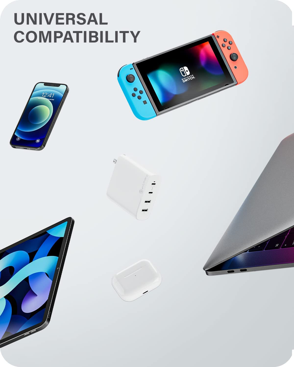 ALOGIC 100W 4-Port PD USB C Wall Charger with GaN Fast Tech, 2 USB-C, 2 USB-A, Dynamic Power Allocation, Power Delivery 3.0 Charger for MacBook, M1 Mac, XPS, iPad Pro, iPhone, Galaxy & More - Dealtargets.com